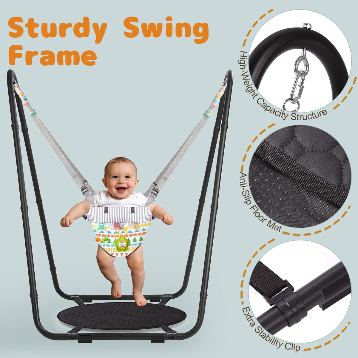 2-in-1 Baby Bouncer Jumper & Toddler Swing, Outdoor/Indoor Baby Swing with 5-Point Safety Harness, Space-Saving Design, Stable and Secure Jumper for Baby