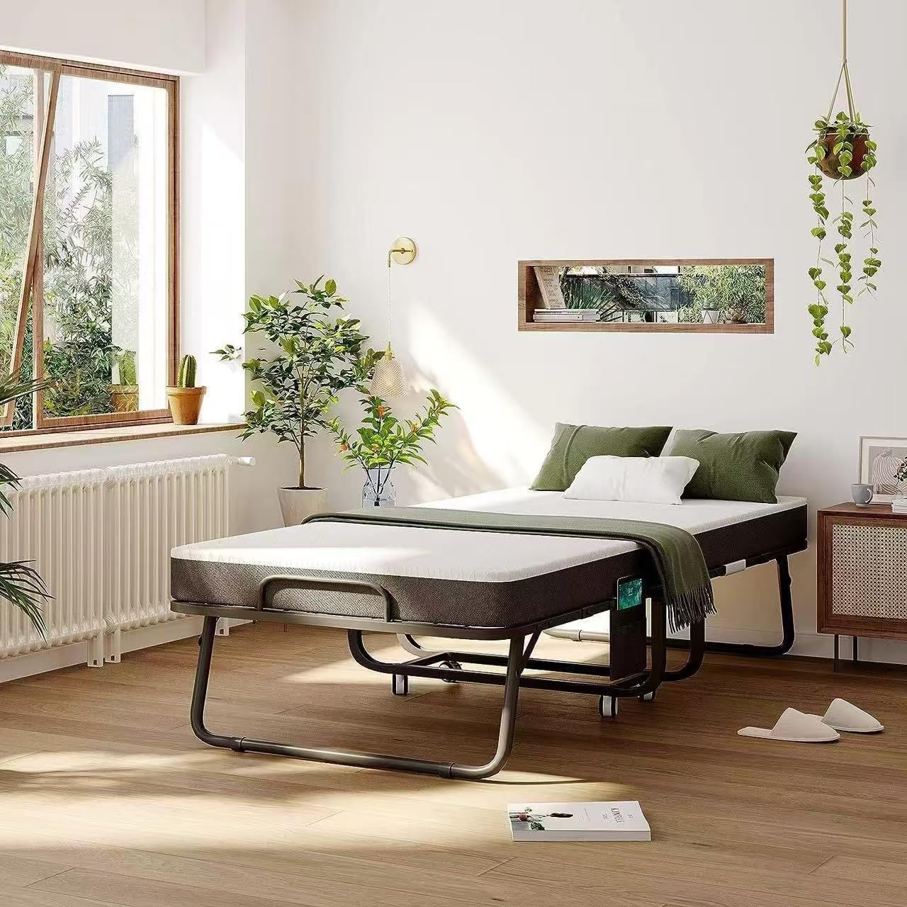 Fenghuolun Rollaway Bed - Single - Luxury Memory Foam Mattress and Extra Strong Frame - 75" x 31 (Small Single)