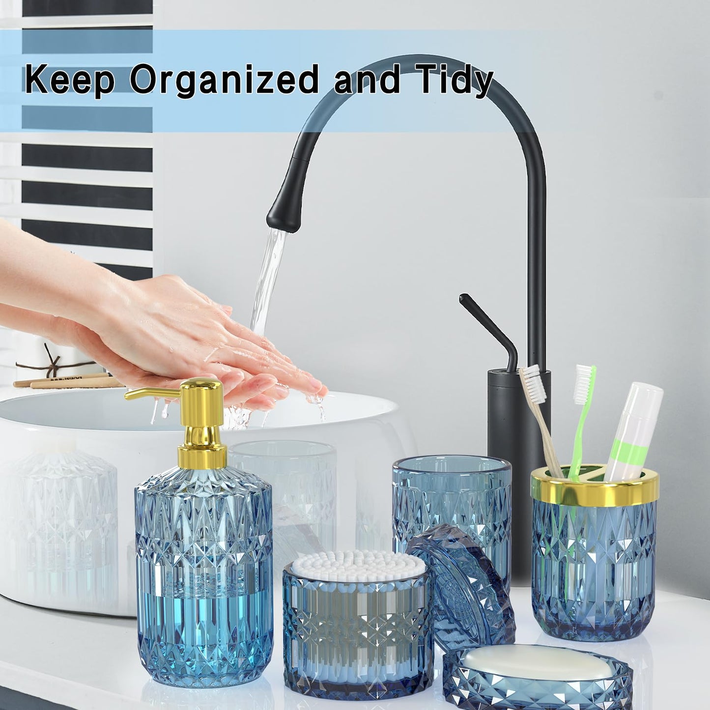 Modern Premium Blue and Purple Bathroom Accessory Set