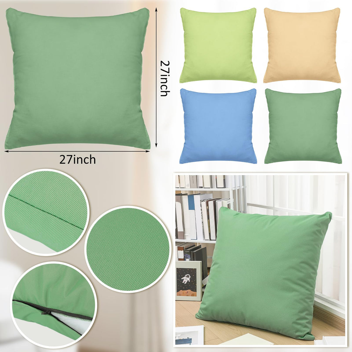 CroBlissful 4 Pcs Extra Large Floor Pillows Kids Classroom, Muted Colors