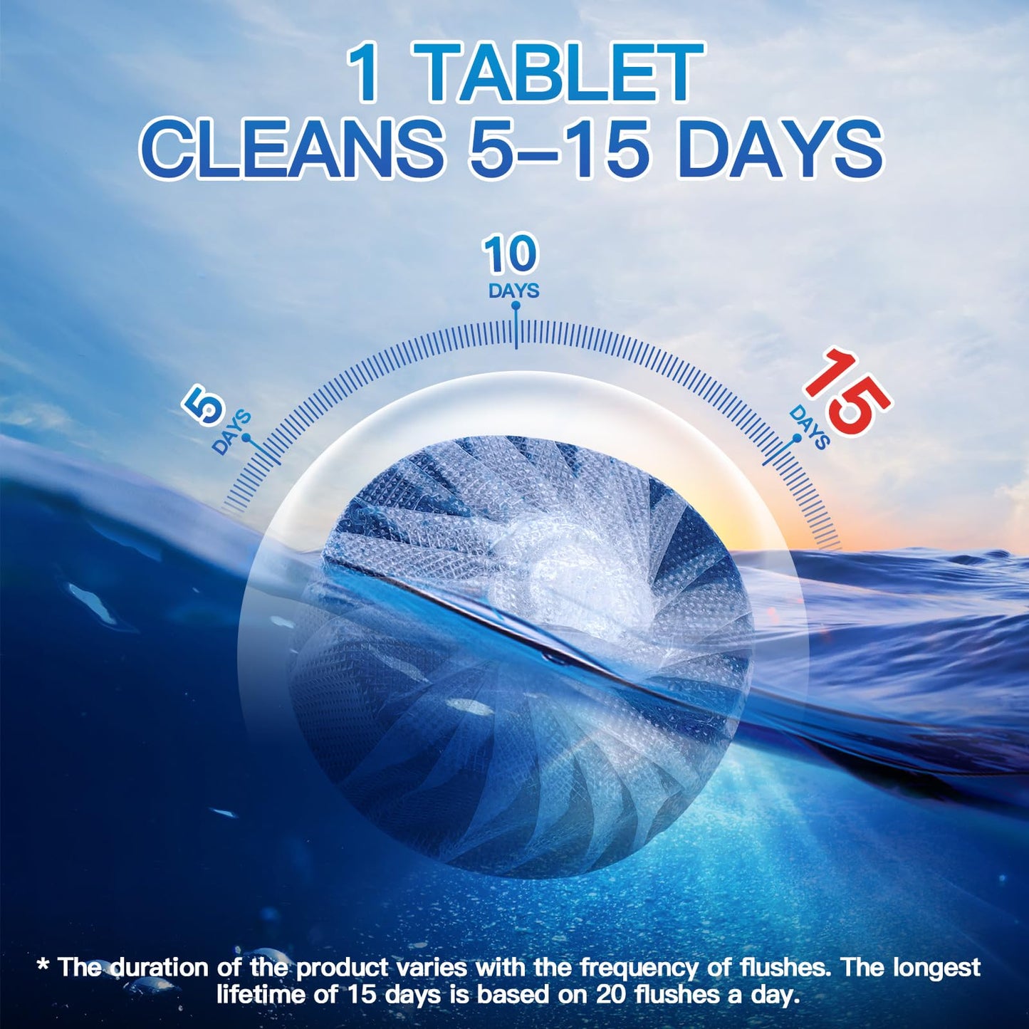 Vacplus Toilet Bowl Cleaner Tablets, 50 Pack, Auto Cleaning, Long-Lasting