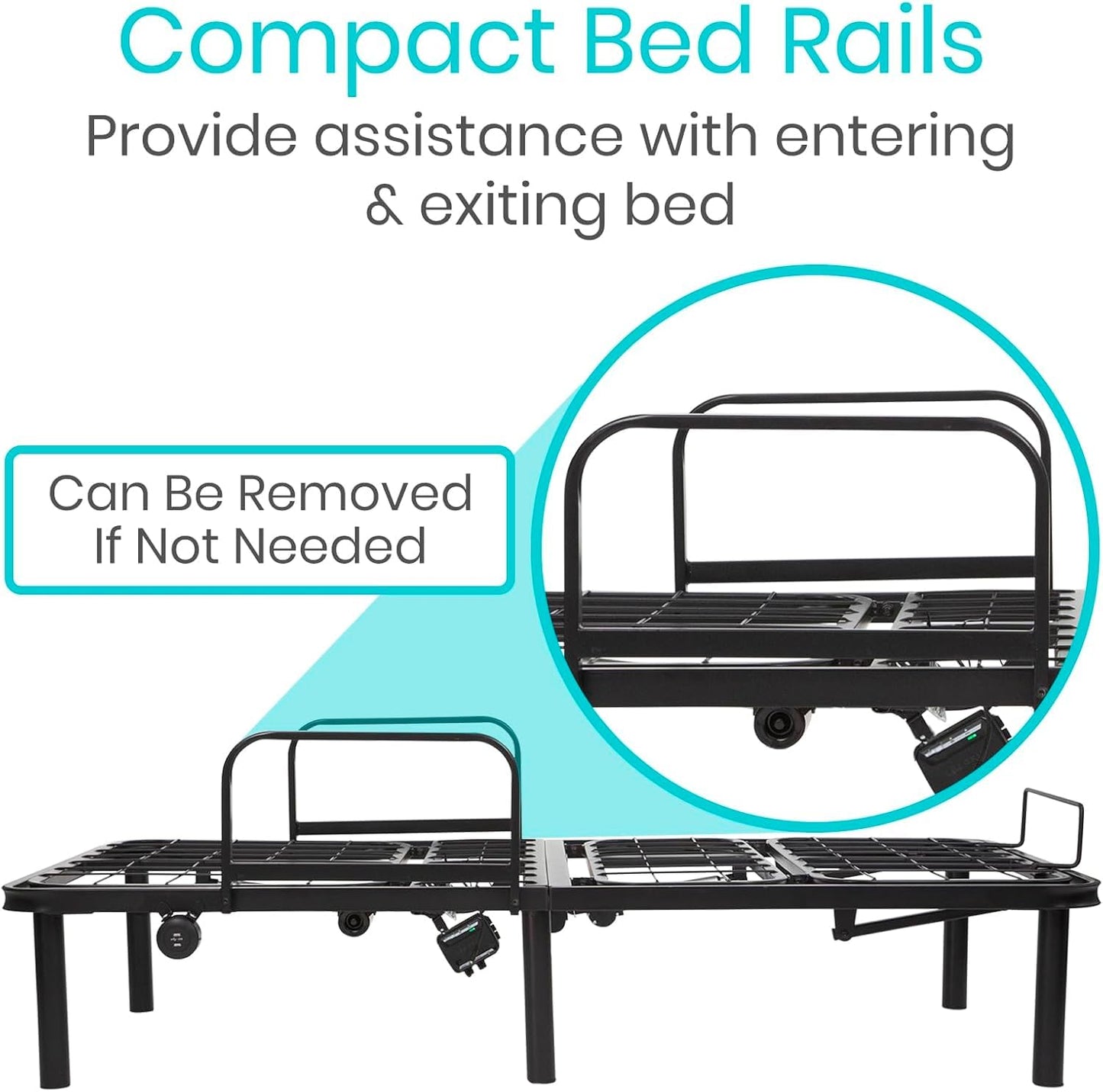 Vive Adjustable Bed Base Frame (Twin) - Electric Heavy Duty Metal Platform Bed Frame with Adjustable Base for Hospital Mattress - Remote for Head, Leg & Foot Incline - Dual USB Ports - Easy Assembly