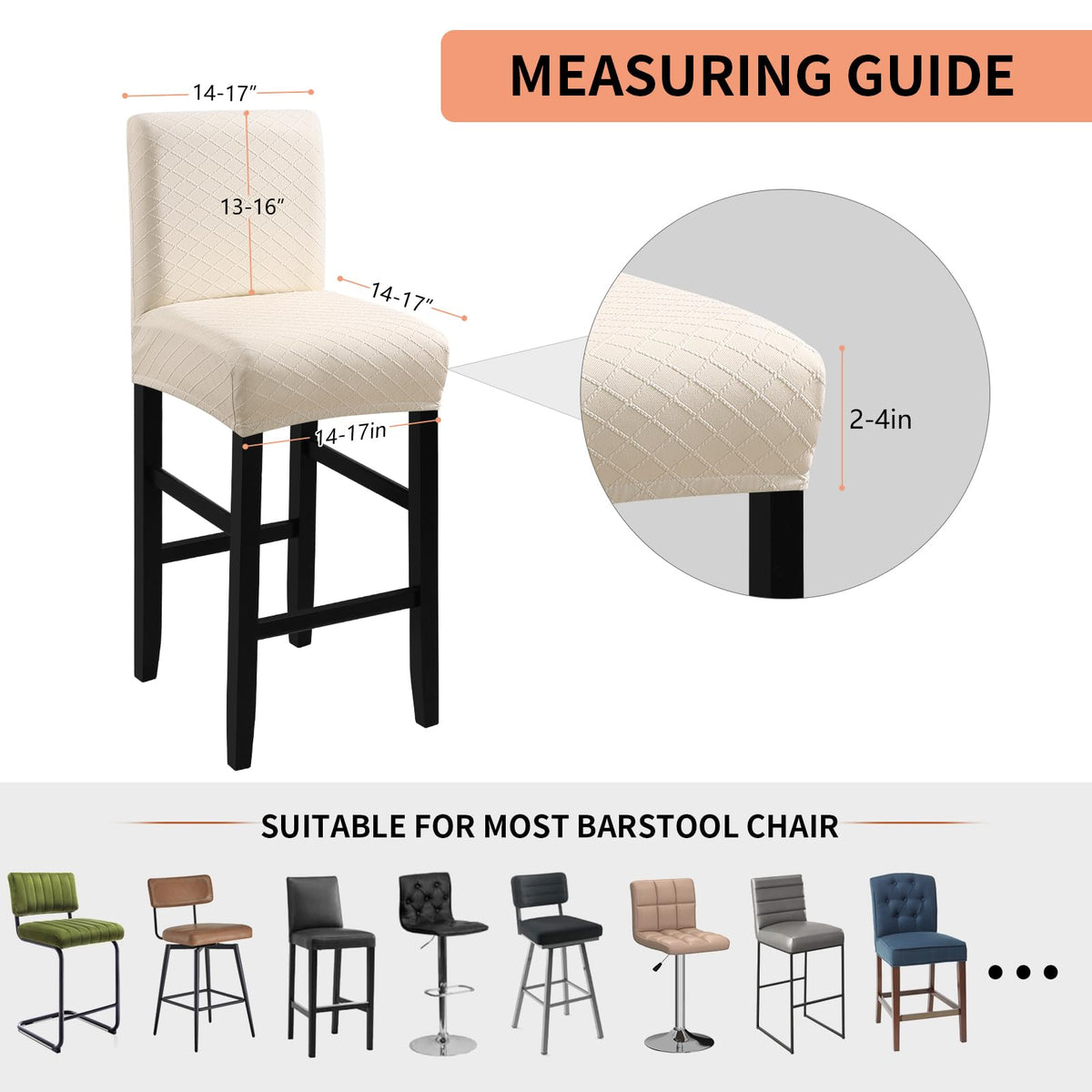 Fuloon Waterproof Barstool Covers Chair Slipcovers, Beige, 4 Pack
