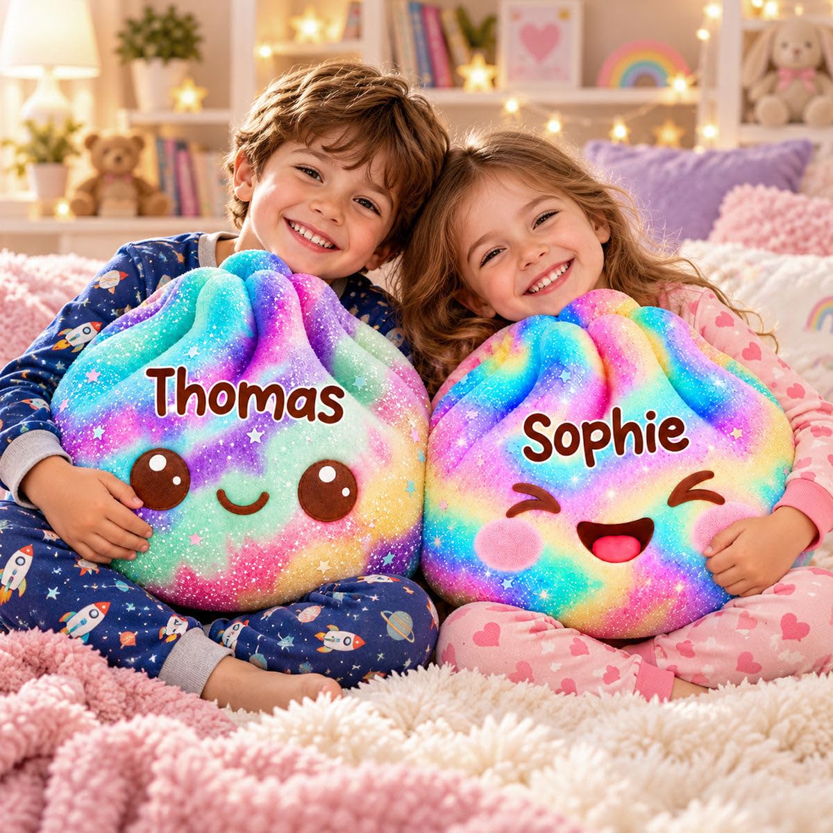 Pawsionate Custom Rainbow Dumpling Pillow, Cute Kawaii Plush Stuffed Gifts