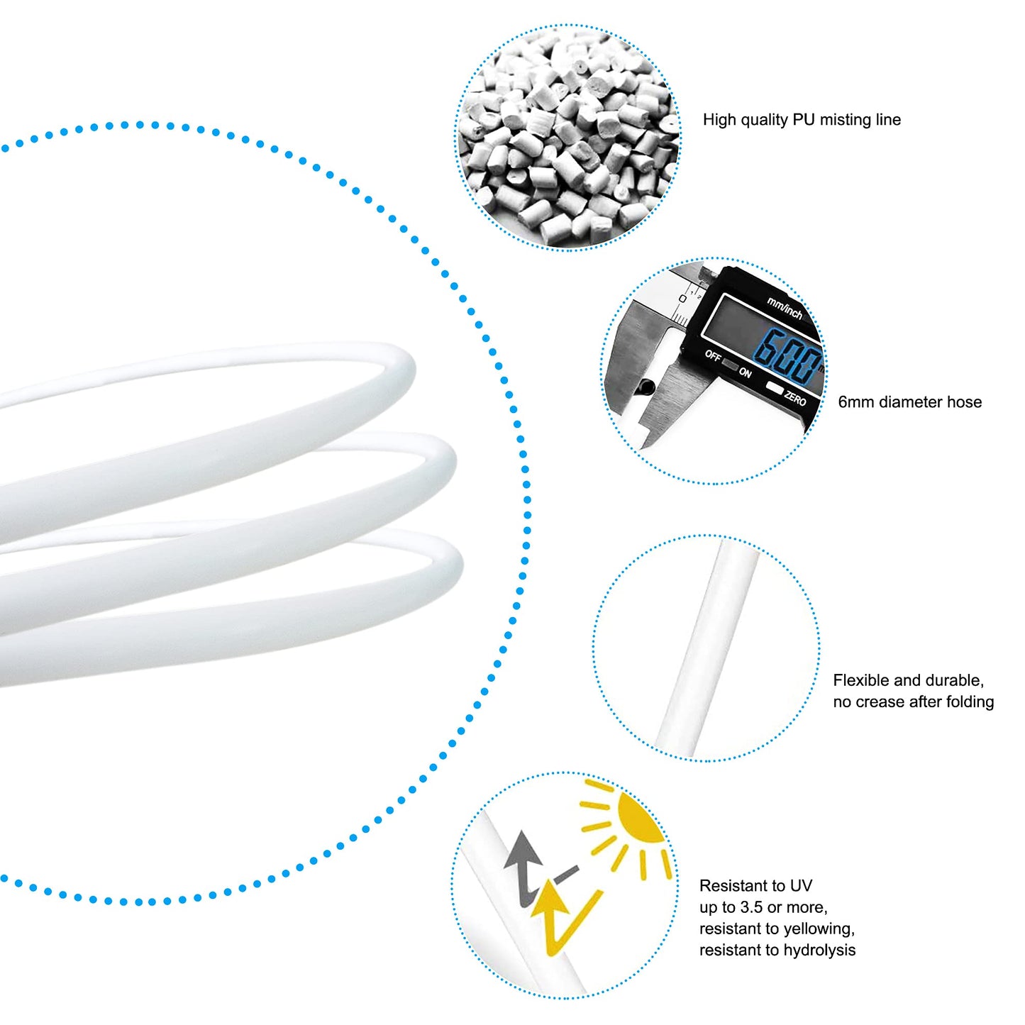 Mister System for Outside Patio, White Misting Kit for Backyard, 65Ft|20M.