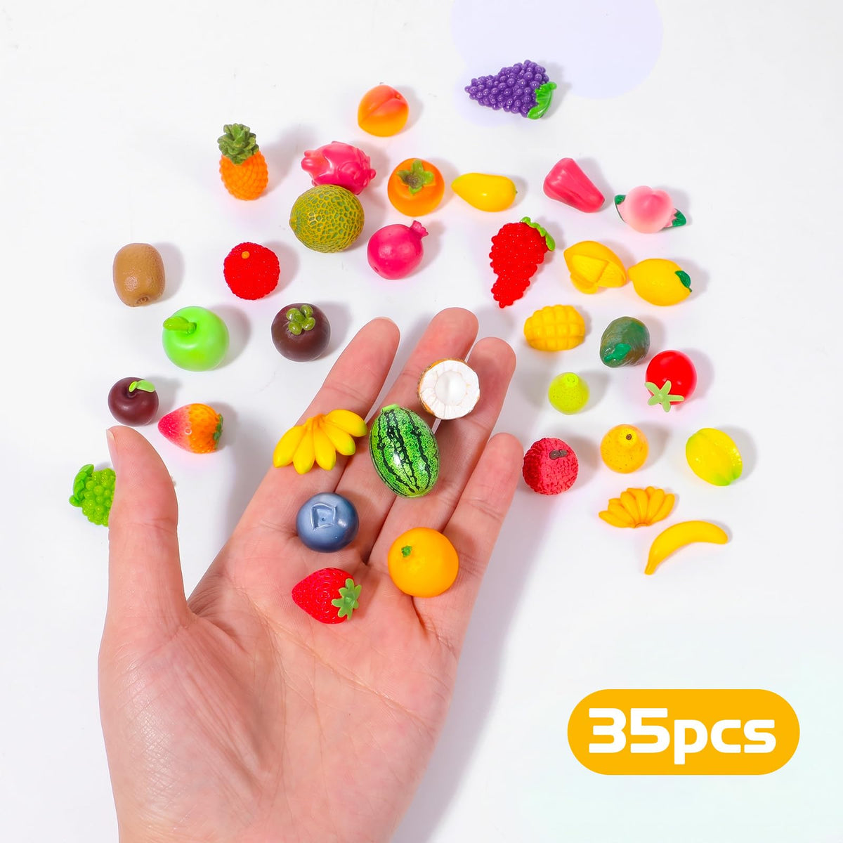 35PCS Resin Artificial Fruits Decor, Fruits Figures (Multiple styles)