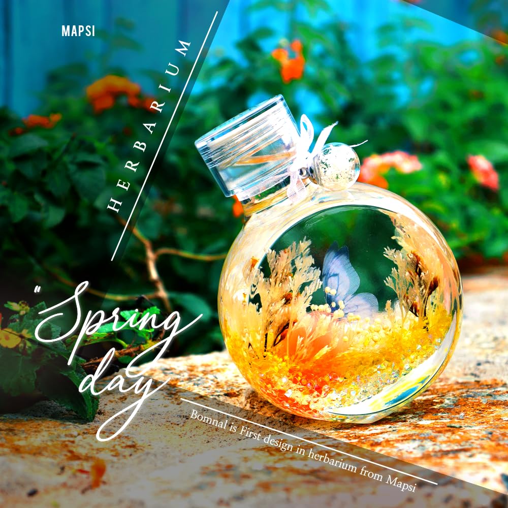 MAPSI Preserved Flowers in Glass Bottle, Handcrafted Floral Decor