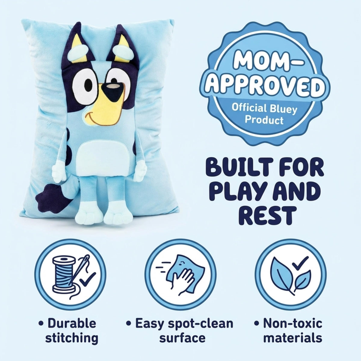 Bluey Snuggle Pillow - Super Soft Plush Decorative Throw Pillow - Measures 15 Inches (Official Bluey Product)