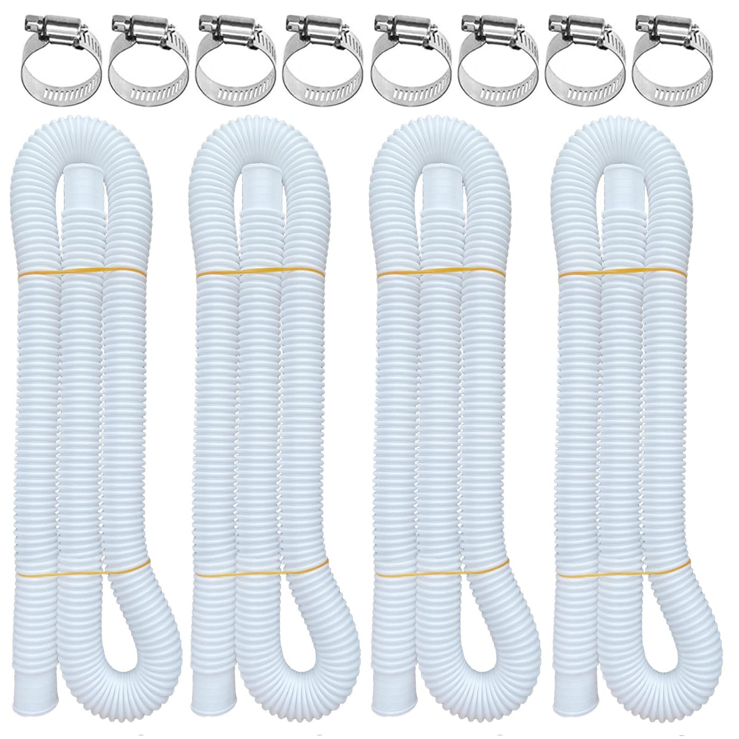 Pool Hoses for Above Ground Pools, 4 Pack 1.25 x 59 Inch Pool Filter Pump Hoses, 1 1/4 Pool Hoses Compatible with Intex Pool Filter Pump 607, 637 With 8 Metal Clamps(4)