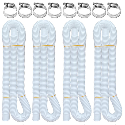 Pool Hoses for Above Ground Pools, 4 Pack 1.25 x 59 Inch Pool Filter Pump Hoses, 1 1/4 Pool Hoses Compatible with Intex Pool Filter Pump 607, 637 With 8 Metal Clamps(4)
