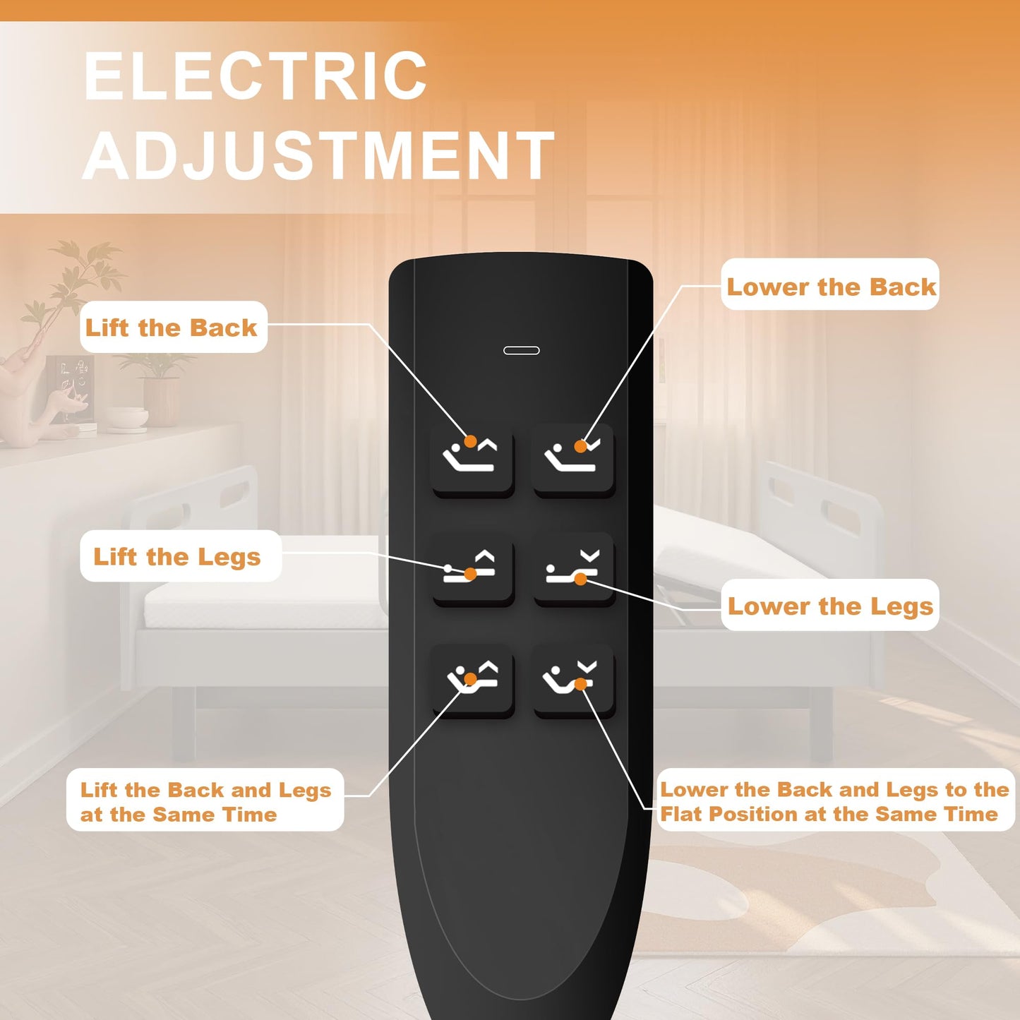 Skipity Sigmo Electric Adjustable Bed Base Frame Twin with Wired Remote Control for Head, Leg & Foot Incline, Hospital Bed for Home Use with Memory Foam Folding Mattress & Safety Side Rails