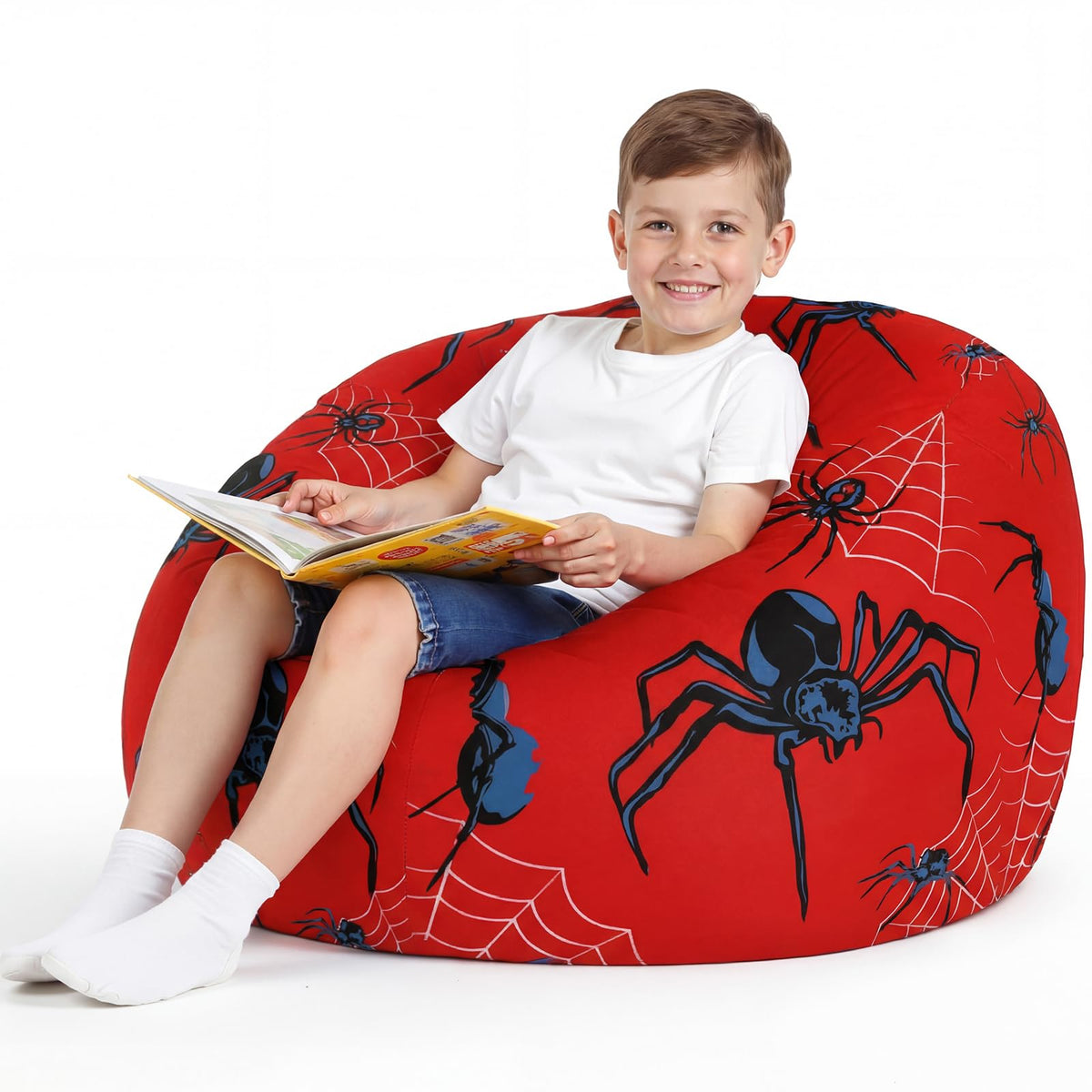 Boao Stuffed Animal Storage Bean Bag Cover (1, Spider, 27 Inches)