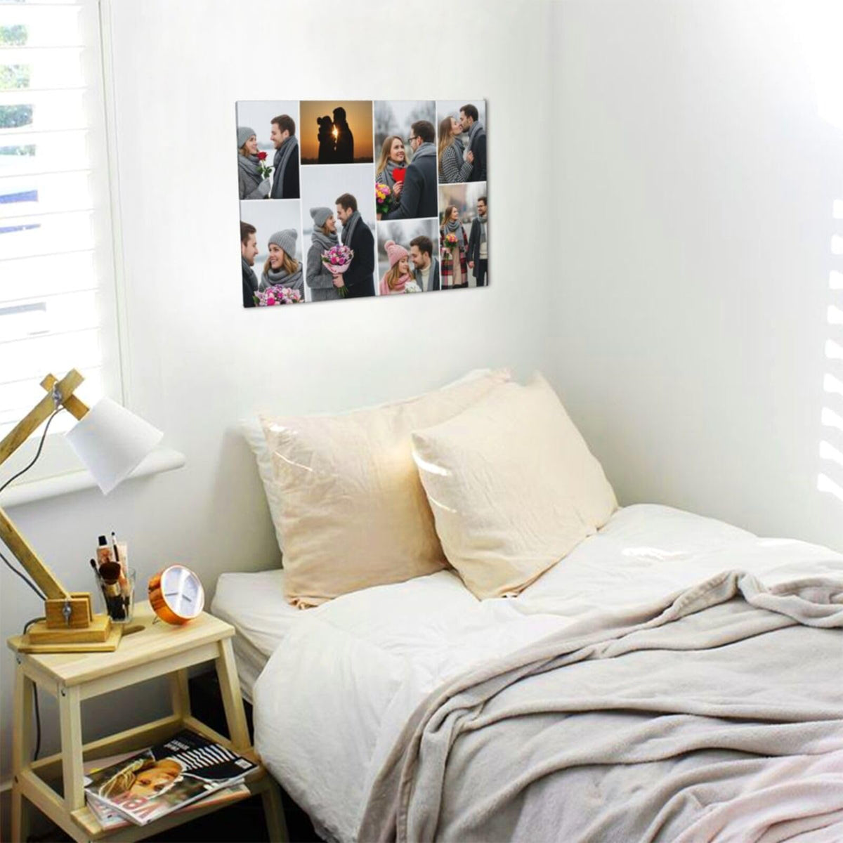 Nxwdwqa Custom Canvas Prints with Your Photos Prints, Personalized Canvas Wall Art, Upload Your Photo to Wall Art, Home Decor Gift for Family, Mom, Dad, Wedding, Pets (8 Photos)