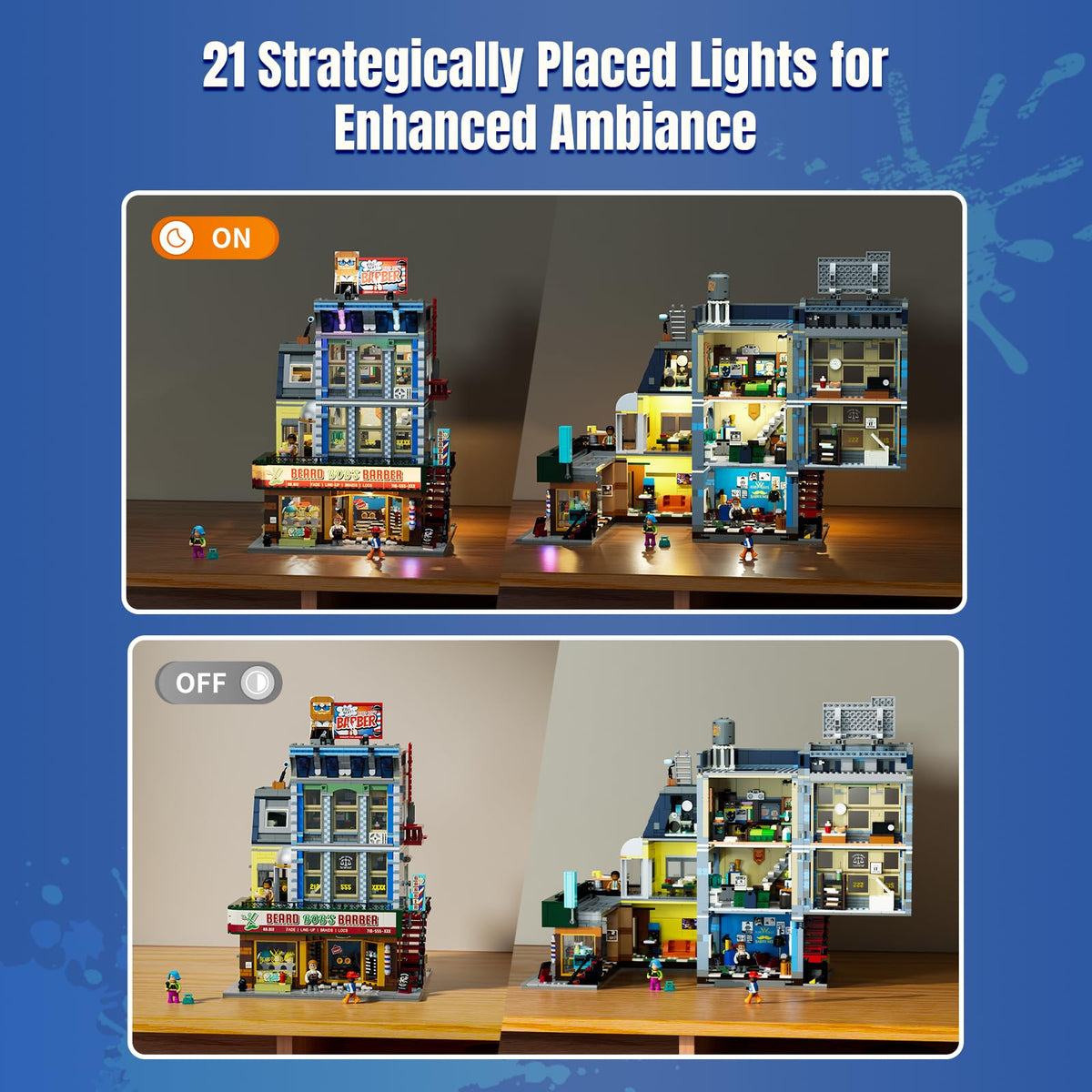 Lumibricks Barbershop Lighting Building Bricks Set, 2557 Pcs Modular Set