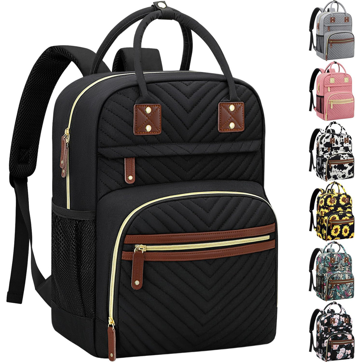 Tenot Diaper Bag Backpack for Women with Insulated Pockets Black