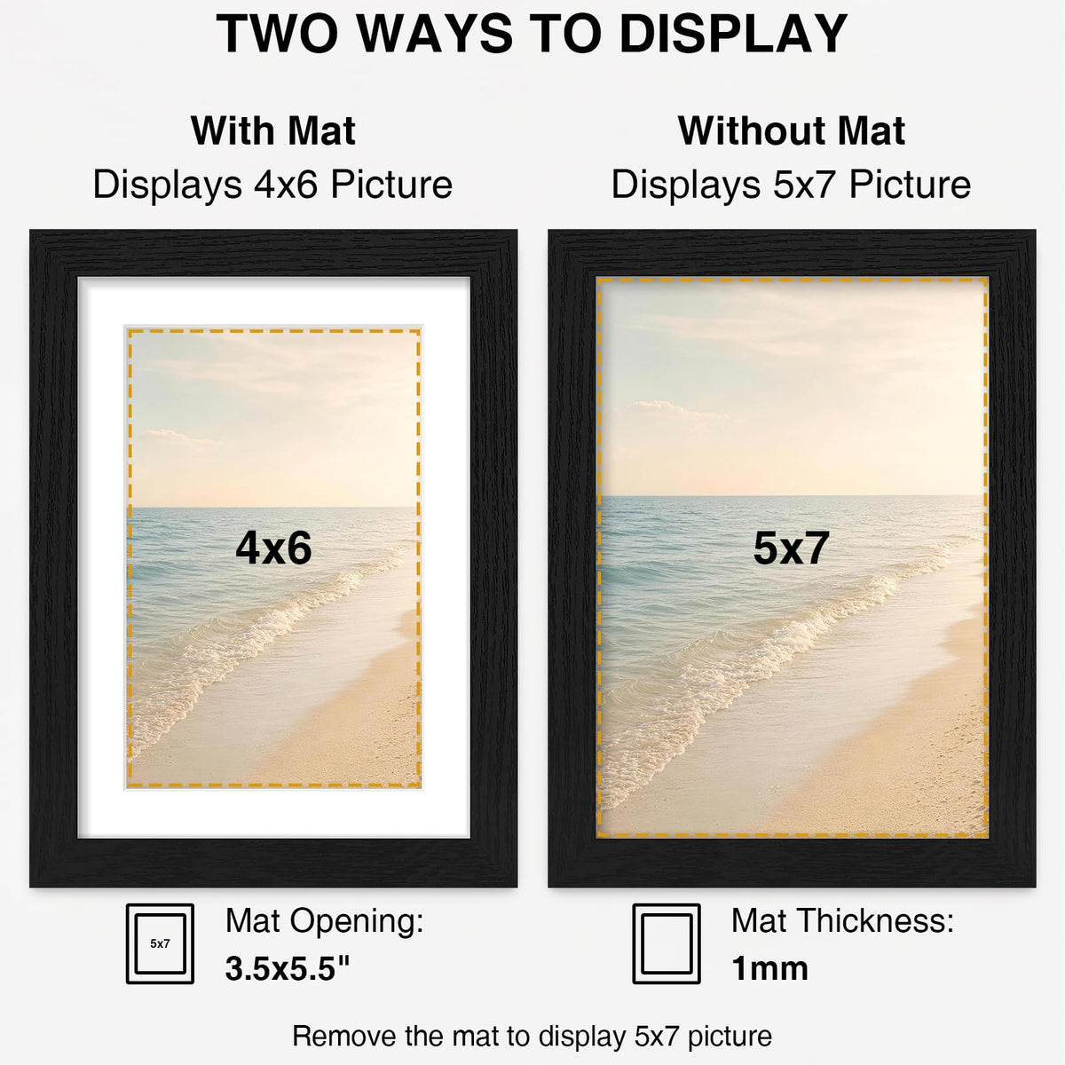 Vittanly 5x7 Picture Frame Set of 12 for Wall or Tabletop Display, Black