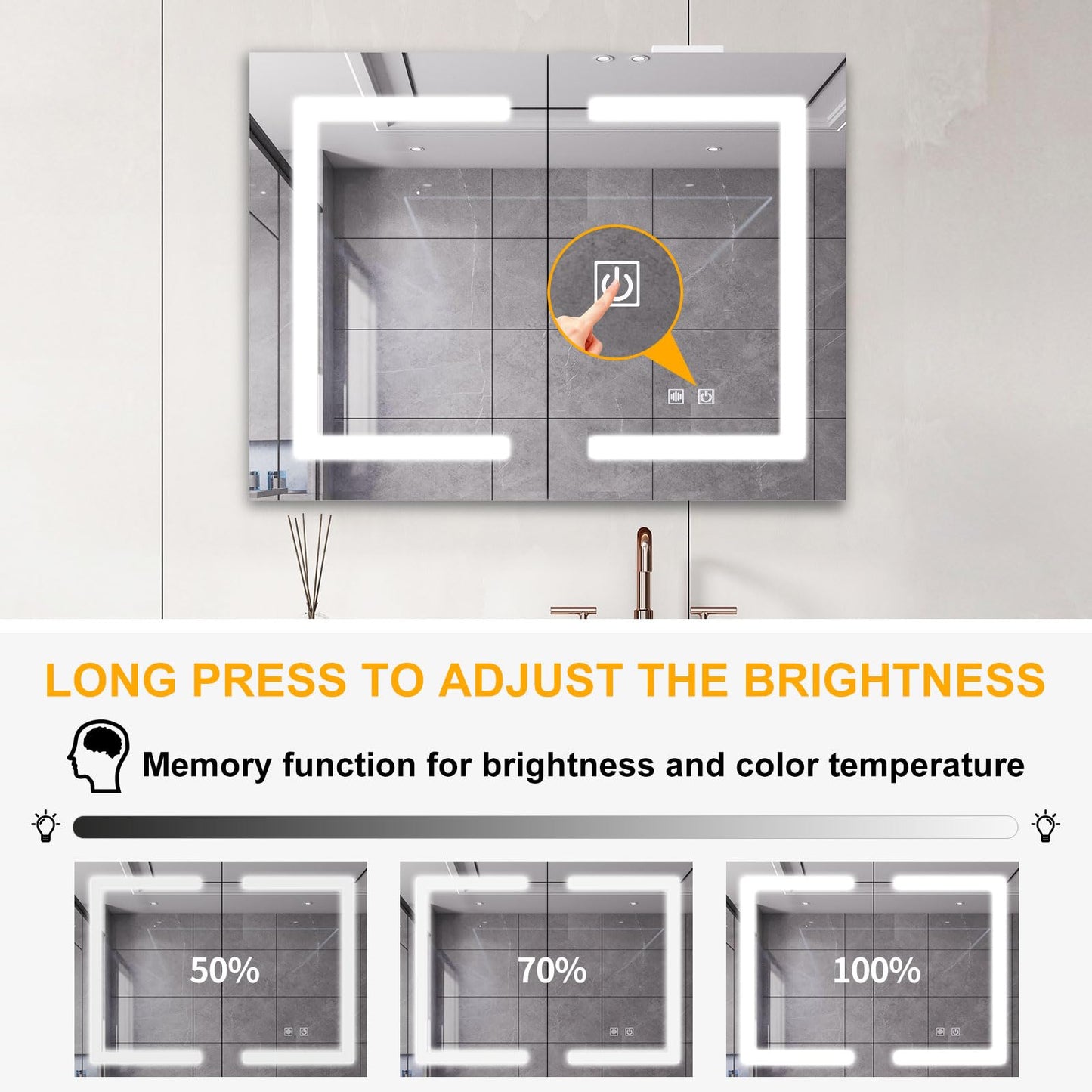Snughome Bathroom Medicine Cabinet with Mirror and LED Lights, Wall Mount Bathroom Mirror with Storage, Anti-Fog, Built-in Power Outlets, Dimmable 3 Color Temp, Antirust Easy to Install, 31.5" x 23.6"
