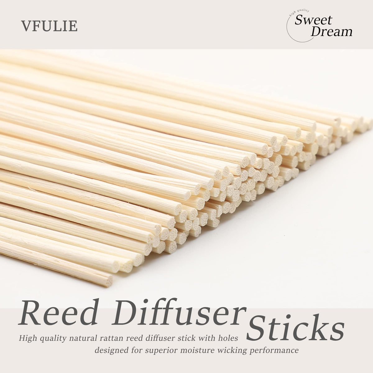 VFULIE 100PCS Reed Diffuser Sticks, Refill Replacement for Aroma Fragranc (100, Primary Color)
