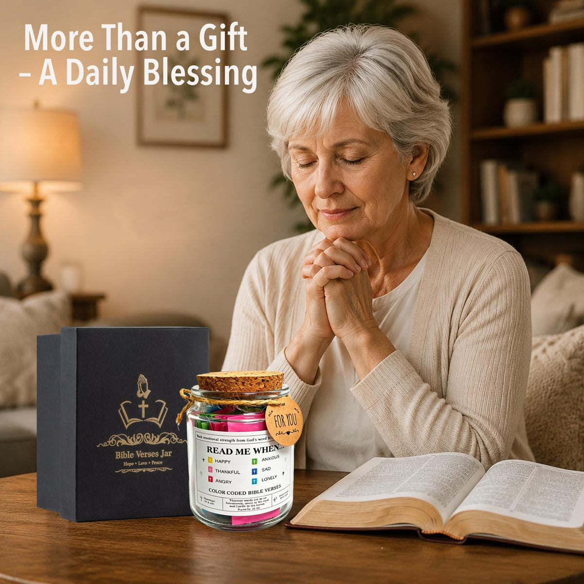 Bible Verse Jar(KJV) - Christian Gifts For Women, Men, Mom, Dad, Friend, Birthday Gifts For Women, Easter Basket Suffers, Christmas & Mothers Day Gift, Graduation Gift- Prayer Jar Daily Encouragement