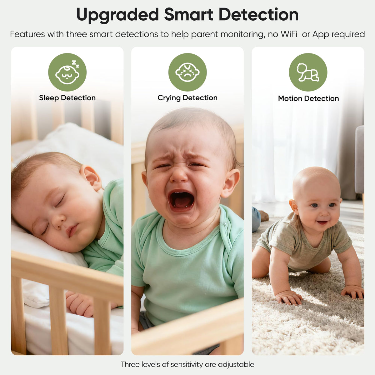 bonoch V2.0 1080P Baby Monitor with 2 Cameras, 7" Split Screen No WiFi