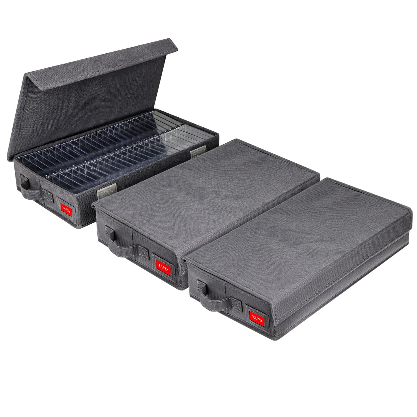NUSWOR Upgrades Cassette Tape Storage Box - 3Pack - Grey