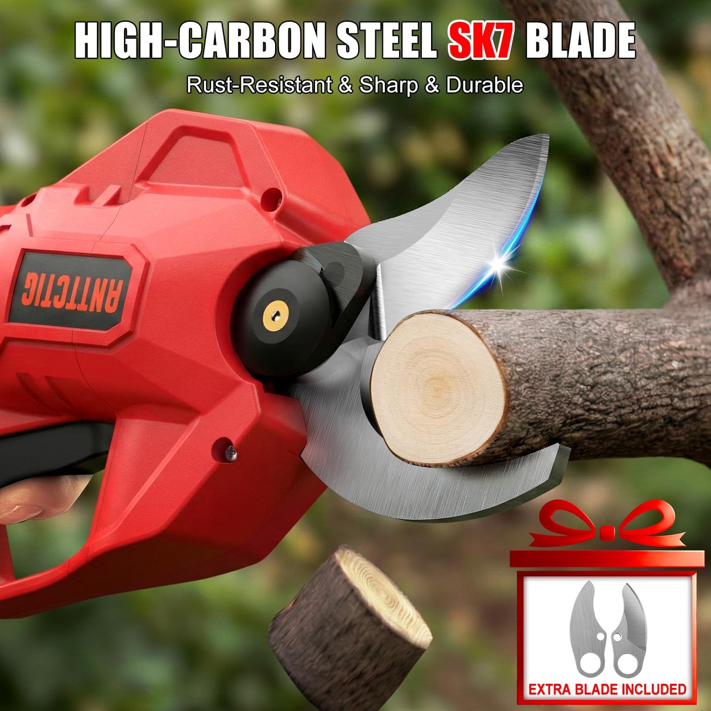 ANTTCTIG Upgraded Electric Pruning Shears, Big 2.56'' Cutting Diameter Cordless Pruner for Gardening with Dual 2.0AH Batteries & Extra Replacement Blades, Branch Cutter for Tree & Flower Trimming