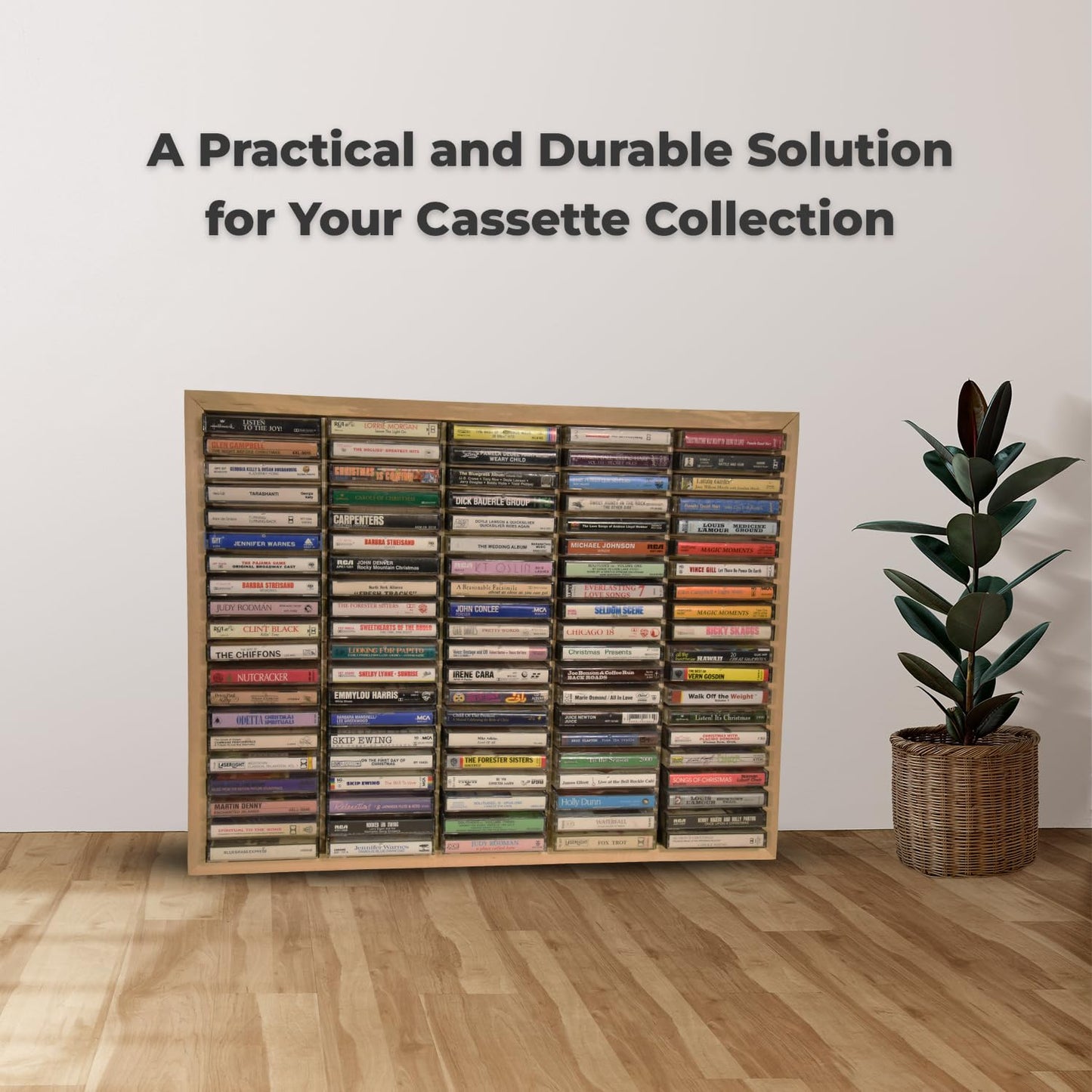 Kingdom LW100 5 x 20 Unfinished Wood Cassette Rack, 100 Capacity