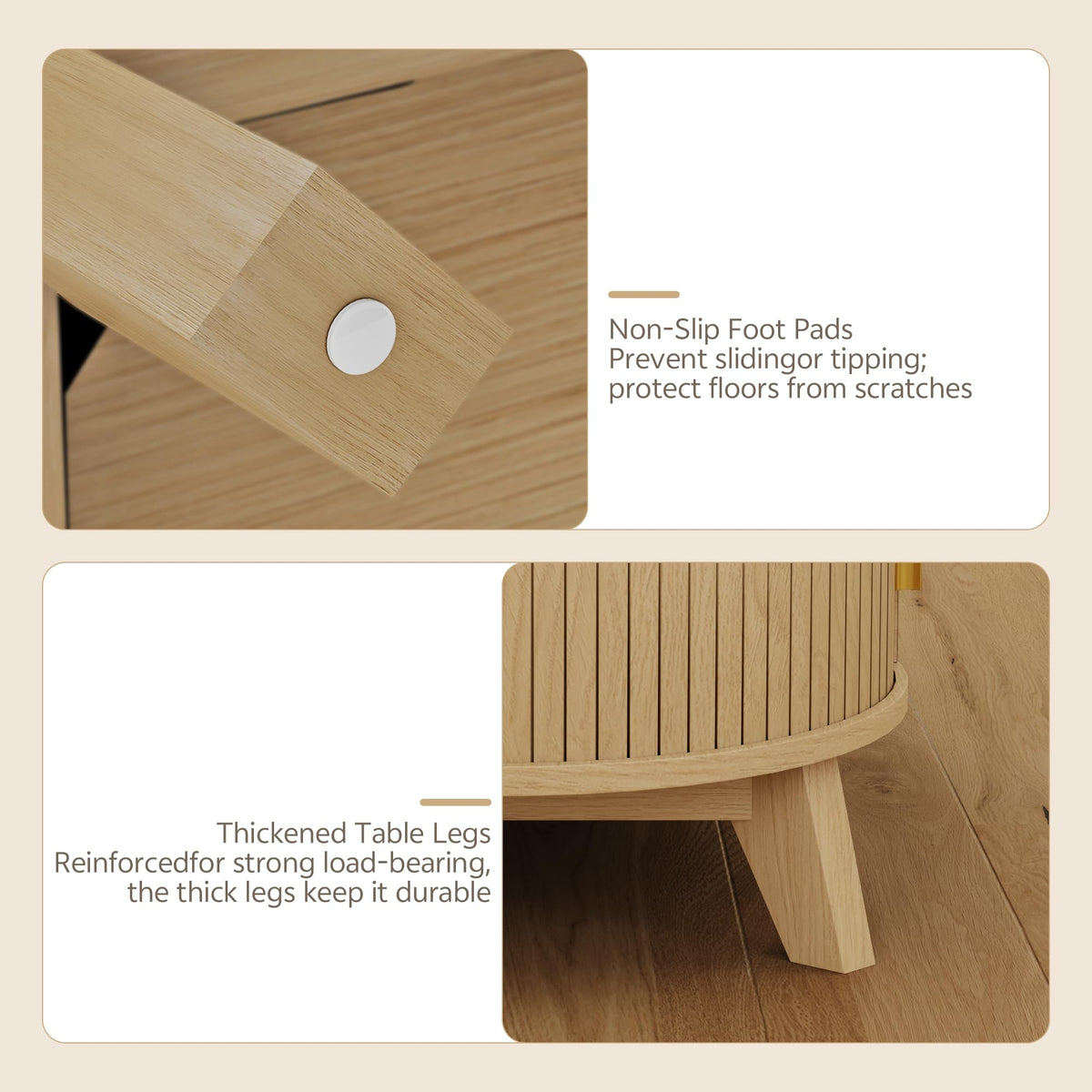 Homiflex Coffee Table, Dual Oval Coffee Table for Living Room, 47In Natural