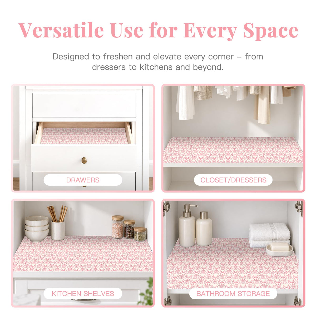 SCENTORINI Scented Drawer Liners for Dresser, 6 Sheets Rose Sandalwood
