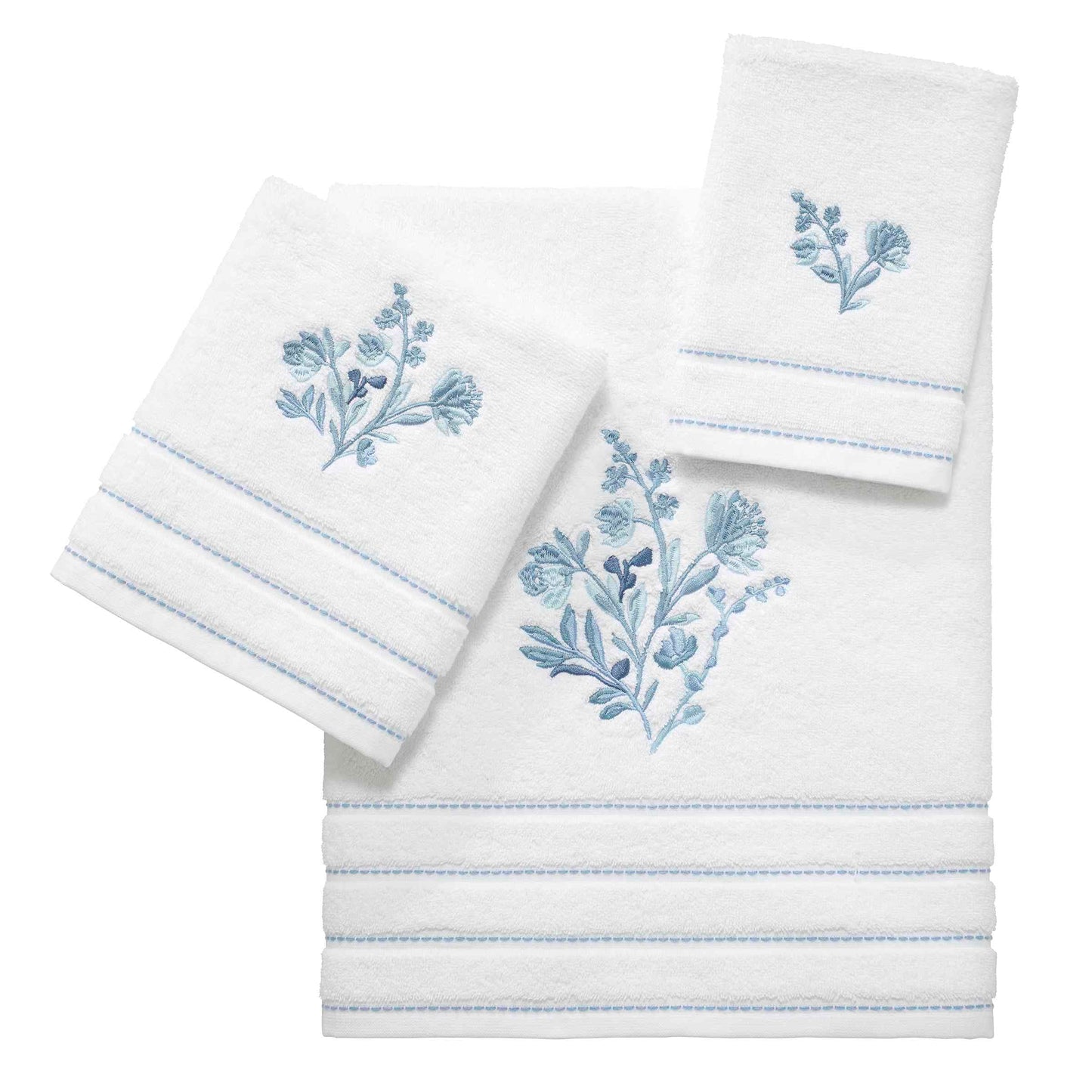Izod - Fingertip Towels, Soft & Absorbent Cotton, Floral Bathroom Decor, Set of 2 (Mystic Collection, White)