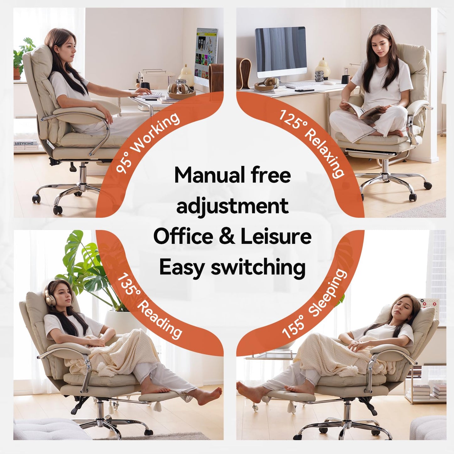 LEAGOO Office Chair with Foot Rest, Ergonomic Executive Chairs with Arms