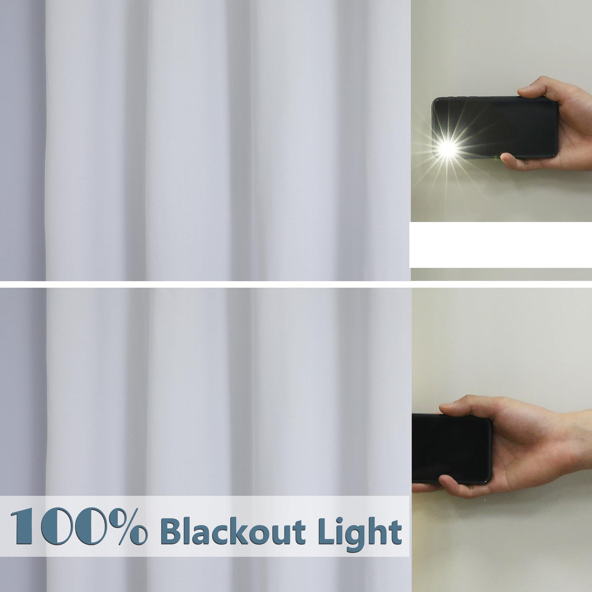 Chyhomenyc 2 Panels 100% Blackout Curtain Liners with 13 Rings, 100% Darkening Blackout Liner for 63 Inch Curtains, Each 40" Wx58 L, 2 Liners Per Set with 14 Pieces Rings