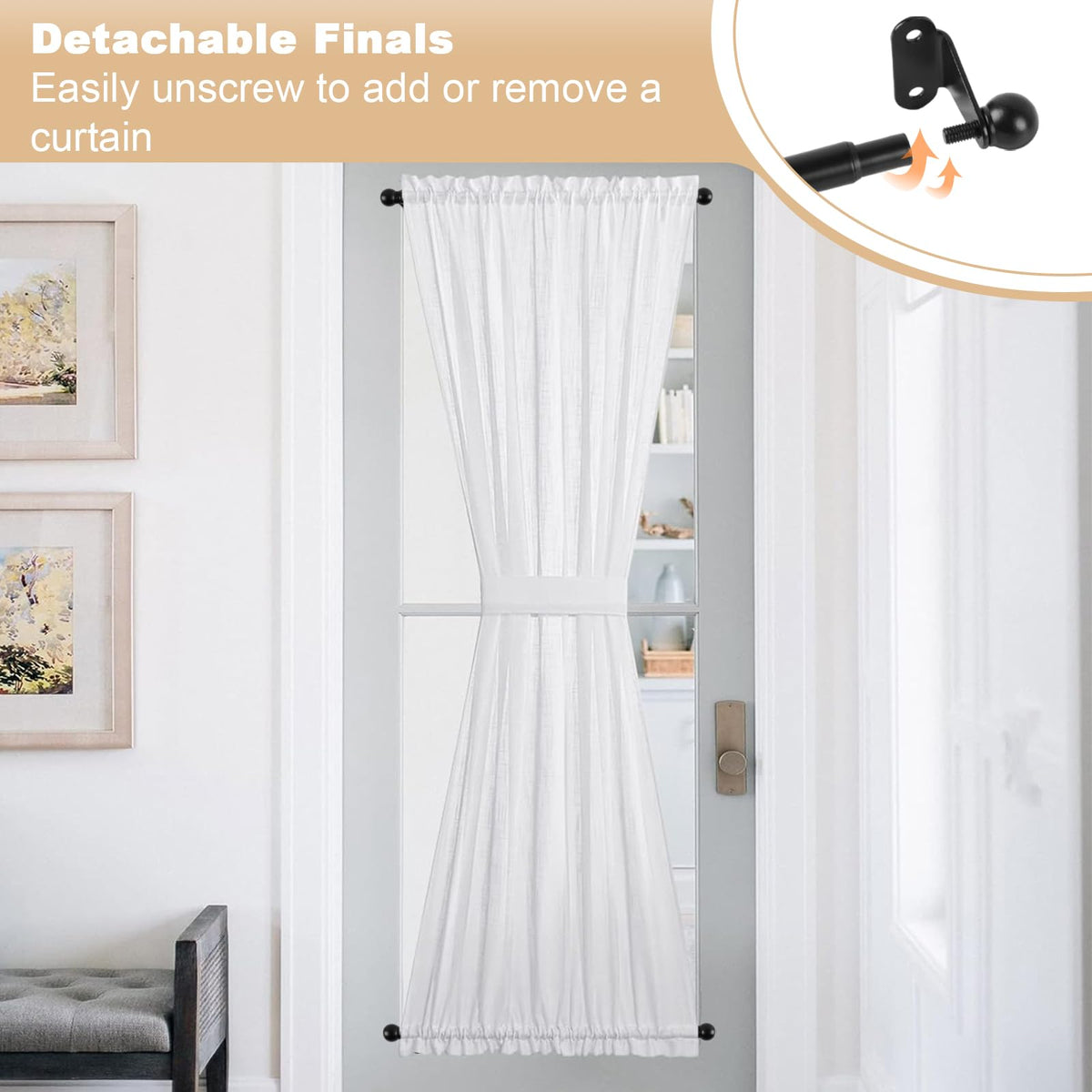 DCHOME Cafe Curtain Rod 18-30 Inch, 1/2" Diameter, Door Curtain Rod, Black