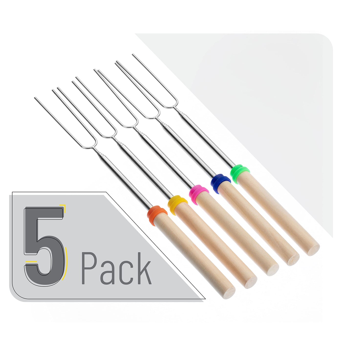 UNCO- Marshmallow Roasting Sticks, 32”, 5 Pack, Dark Brown