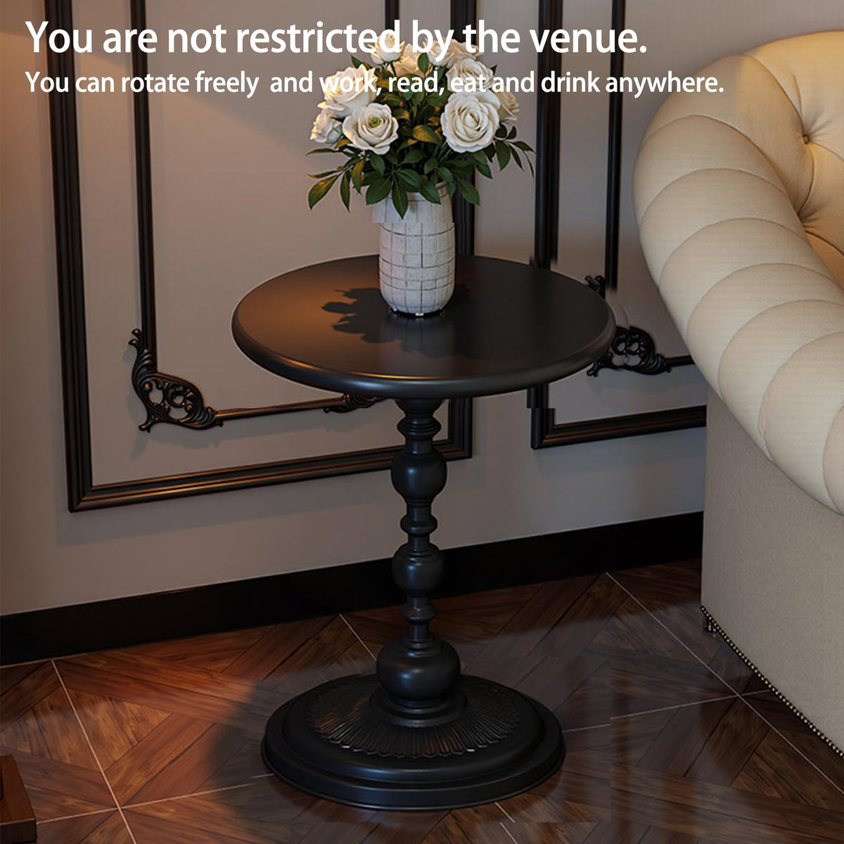Vorriop Pedestal Metal Round Side Table, Sofa Table, Small TV Tray Table for The Sofa in The Living Room and Bedroom, Bed, Chair, Mini Coffee Table, Headboard Table, 20.47 (H) *13.77 (W)