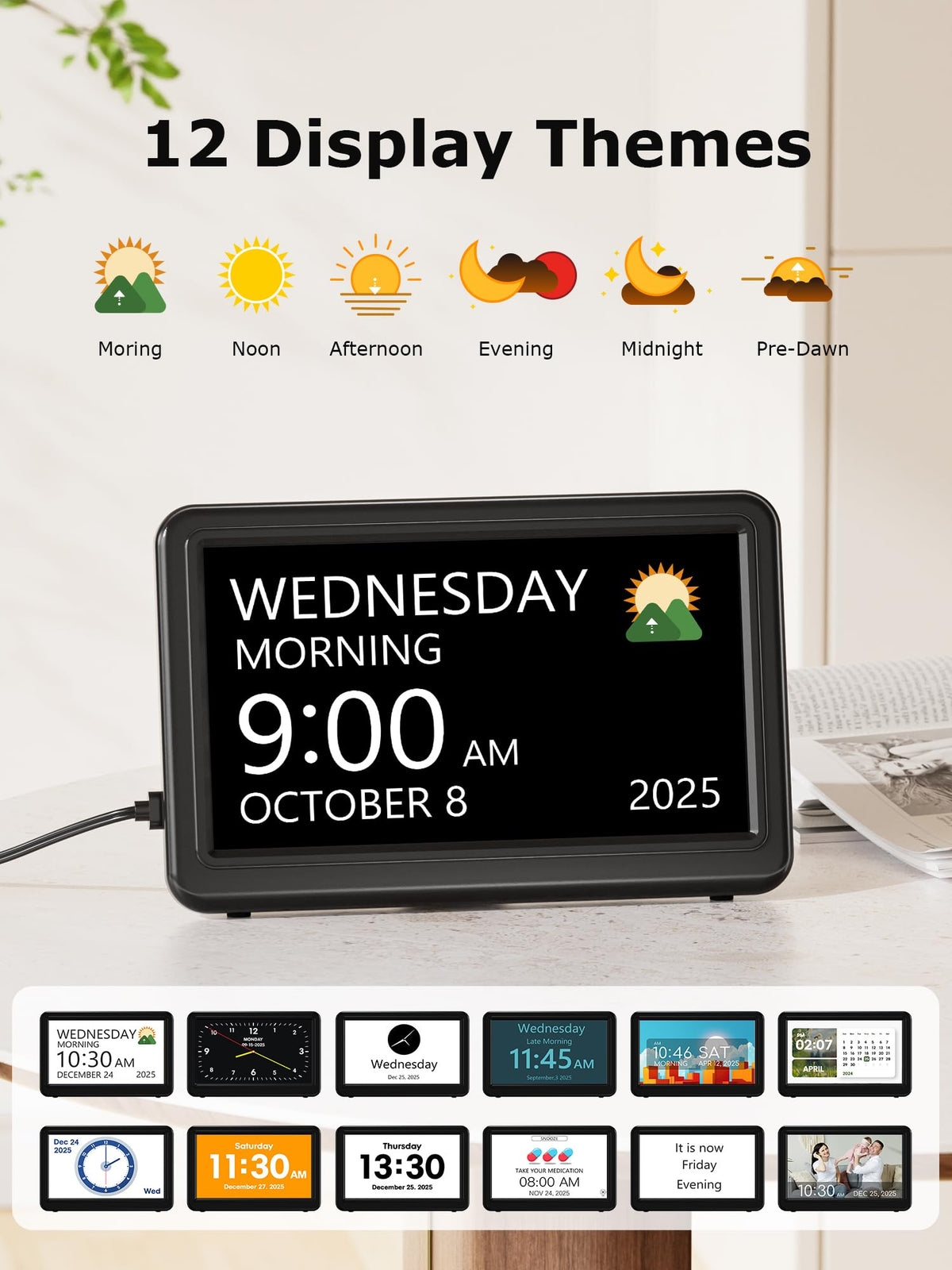 Mesqool Dementia & Alzheimer’s Clock for Seniors-7" HD Display Alarm Clock