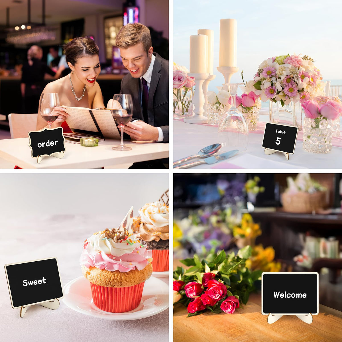 30 Pack 4" x 3" Mini Chalkboard Signs, Food Labels for Party Buffet