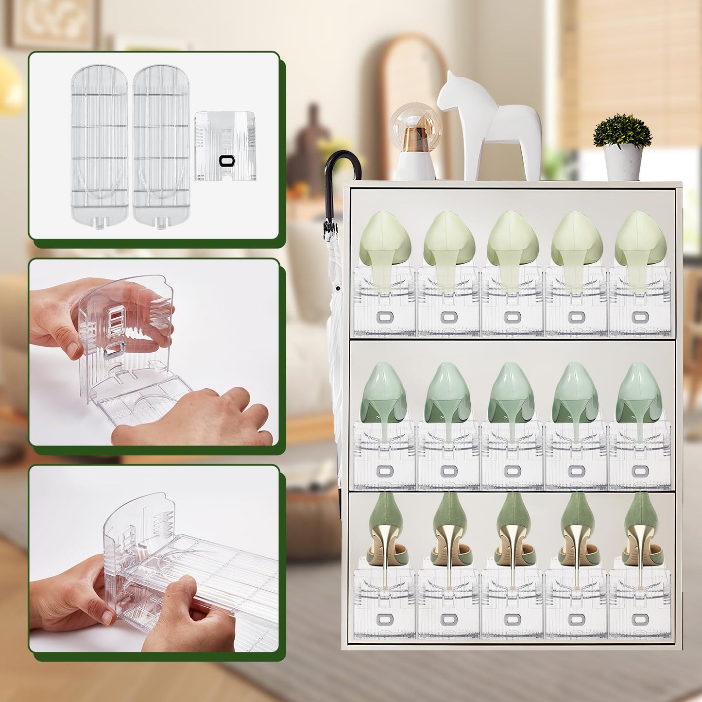 MOOKNAT Clear Shoe Slot Organizer, 30 Pack Adjustable Shoe Slots Organizer for Closet Clear Shoe Stackers Shoe Rack Holder Shoes Space Savers for a Pair of Shoes