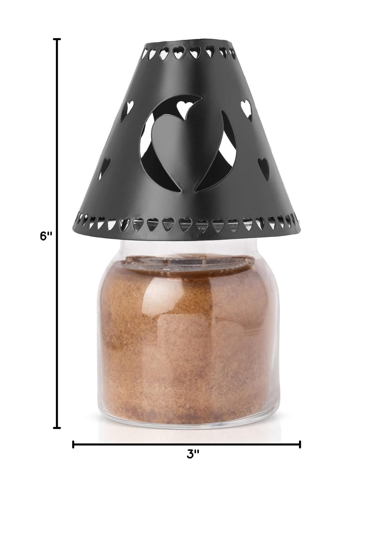 A Cheerful Giver Metal Candle Shade - Black Heart Decorative Tin Candle Shade Fits Most Cheerful Giver 16 oz. & Larger Jar Candles - Lovely Candle Accessories