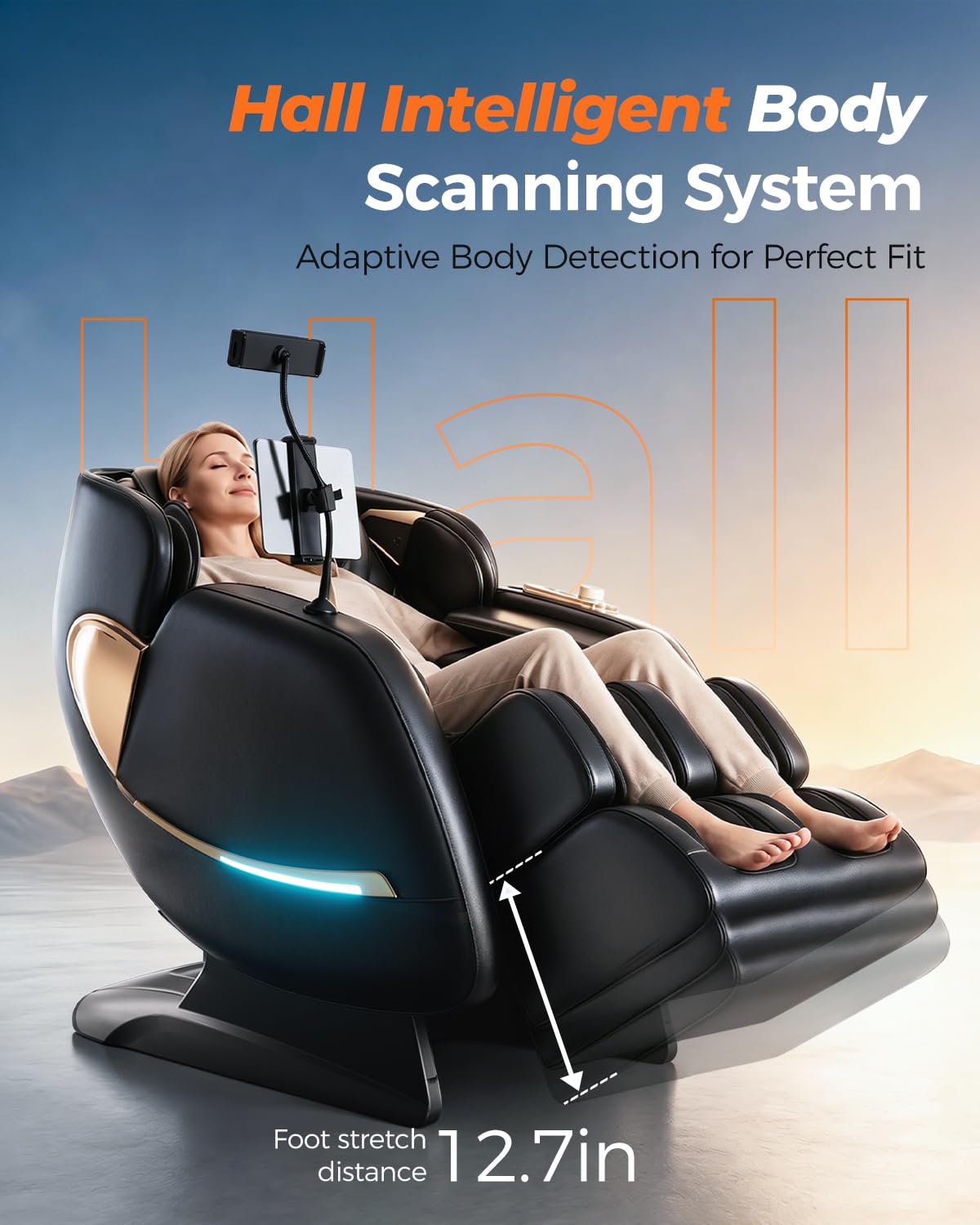 HaiyoHBED 2026 4D Massage Chair Full Body, PU Leather Zero Gravity Heated Back Foot Hand Massage Recliner, AI Voice Control, Office and Living Room Furniture, Portable - Black