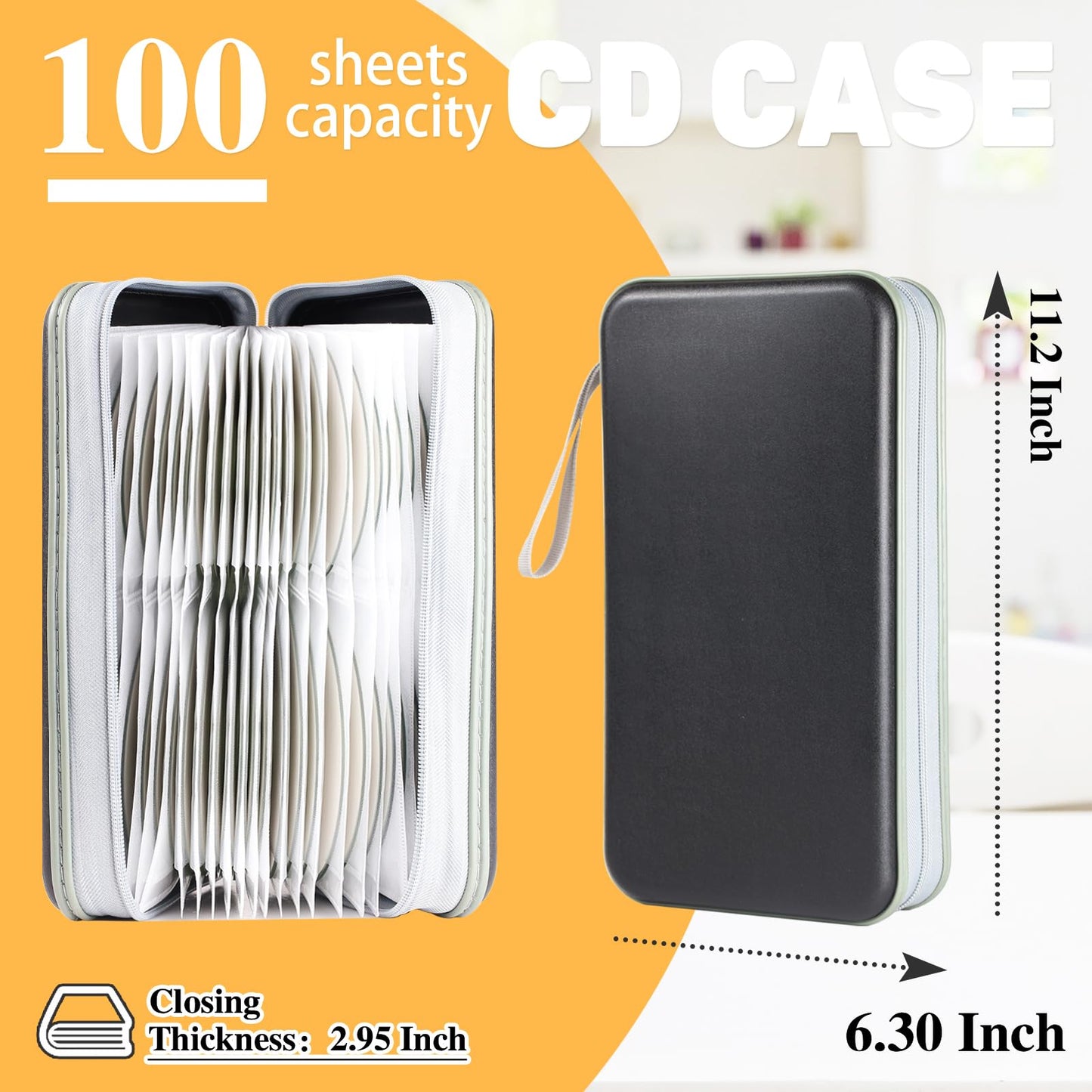 YILAG CD Case DVD Storage 4 Pack,100 Capacity DVD Cases Holder CD Storage Case Holders Plastic CD DVD Disc Case Storage Wallet Binder for Car Home Office Travel(4Colours)