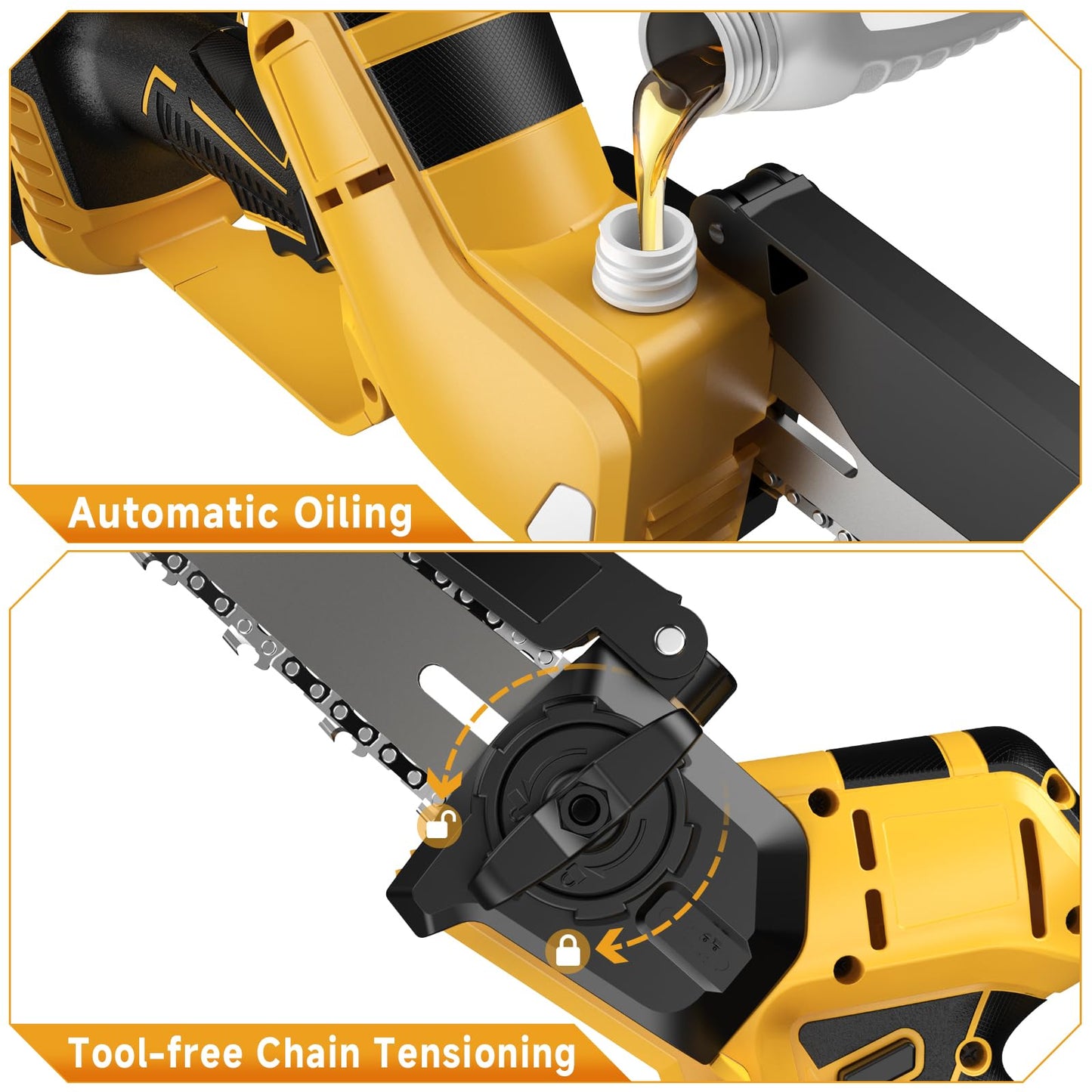 2-in-1 Cordless 8 Inch Pole Saw & Mini Chainsaw Compatible with Dewalt 20V Max Batteries (Not Included), Electric Pole Saws for Tree Trimming Battery Powered with 15.5 FT Max Reach Extension Pole