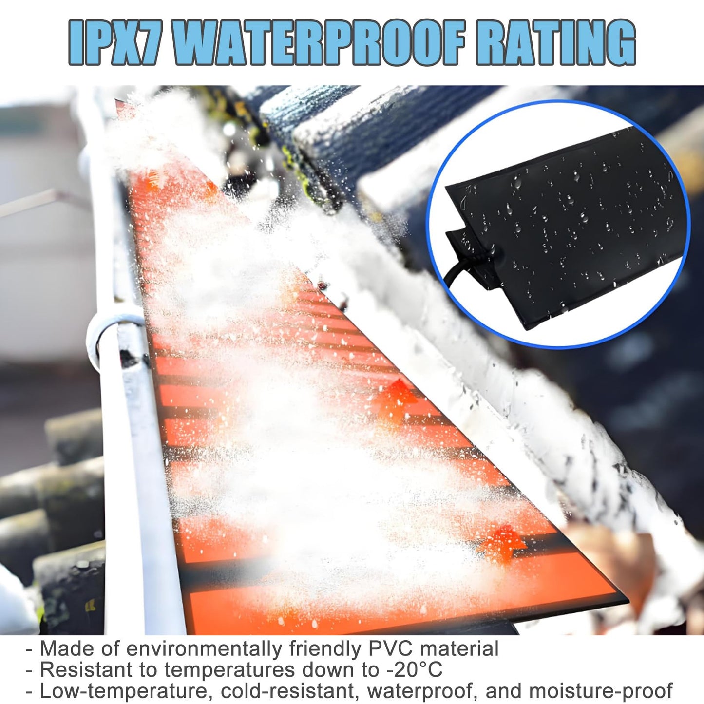 Electric Roof De-Icing Cable & Gutter Snow Melting Heater Mats - Graphene Technology, Prevents Blockages & Leaks, Easy Storage, All-Season Freeze Protection,Can Curlable 760cm/24.9ft