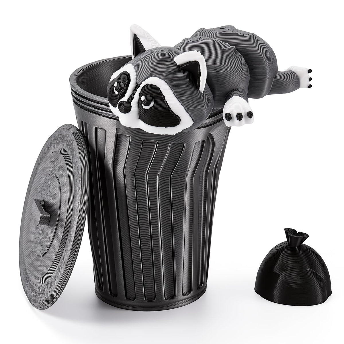 Soulchen 3D Printed Articulated Raccoon Animal Trash Can Desk Accessories