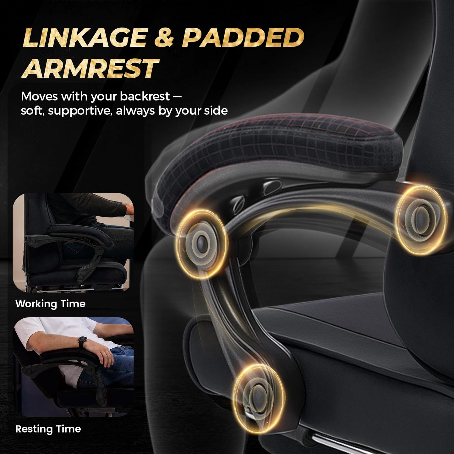 GTPLAYER Video Gaming Chair Fabric, Ergonomic Computer Chair with Footrest and Pocket Spring Cushion, Height Adjustable Video Gamer Chair with Lumbar Support for Adults, Black