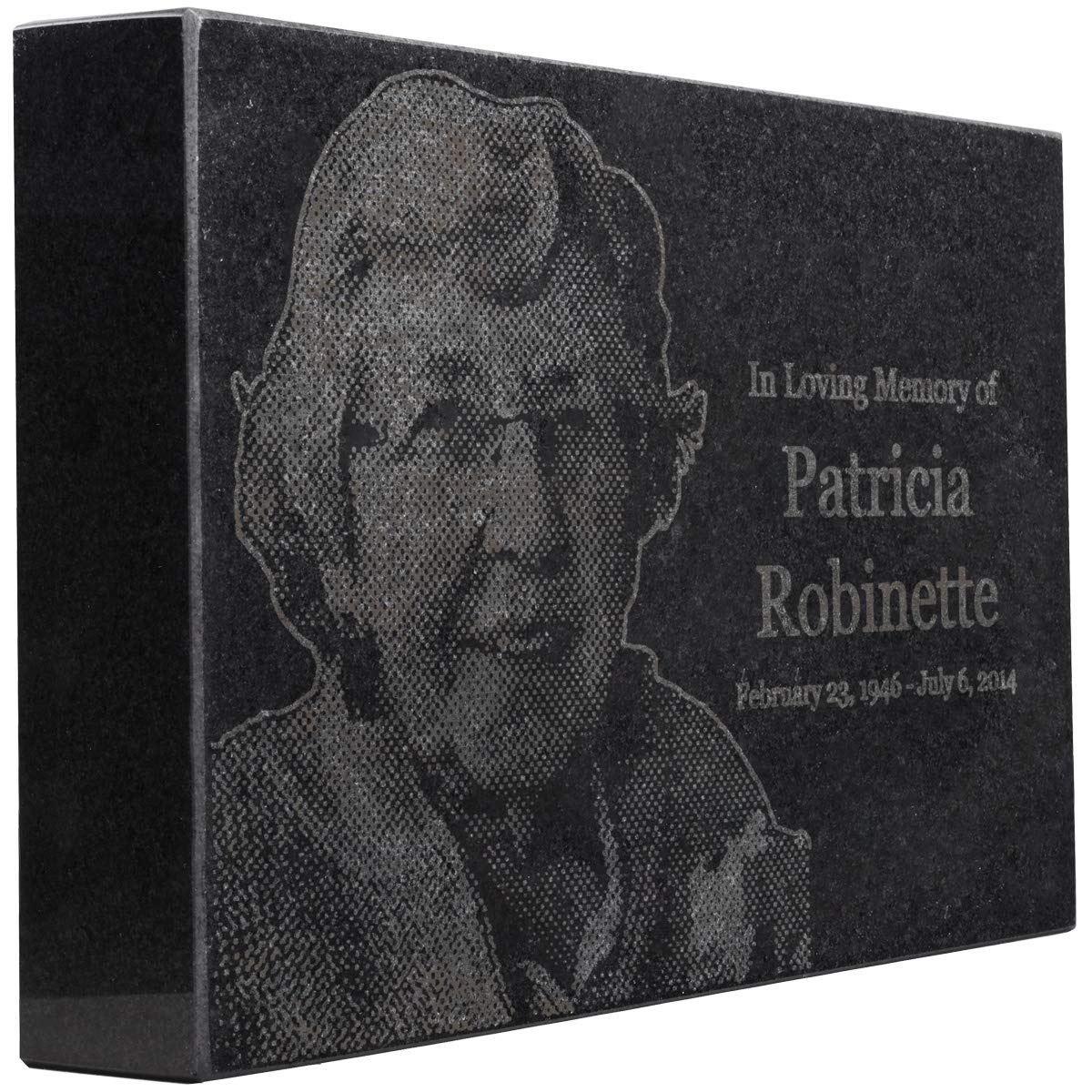 Black Granite Memorial Headstone for Lost Loved Ones, Dogs, Cats, and Family Pets. " Great for Your Garden, Tree Dedication, or in a Cemetery. Includes your personal photo and text. (12 x 8 x 2")