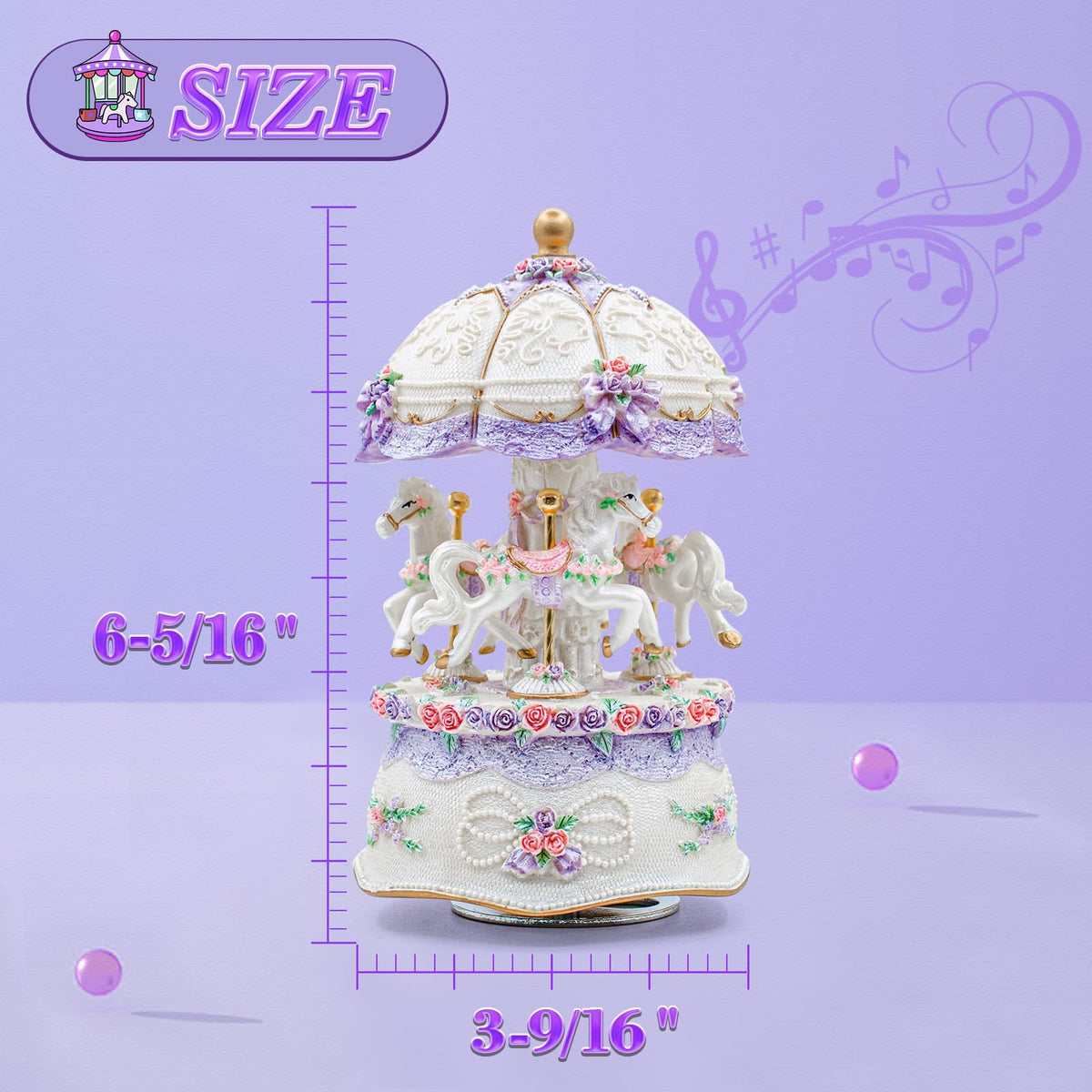 Carousel Music Box,Luxury Color Change LED Light ,Luminous Rotating 3-horse