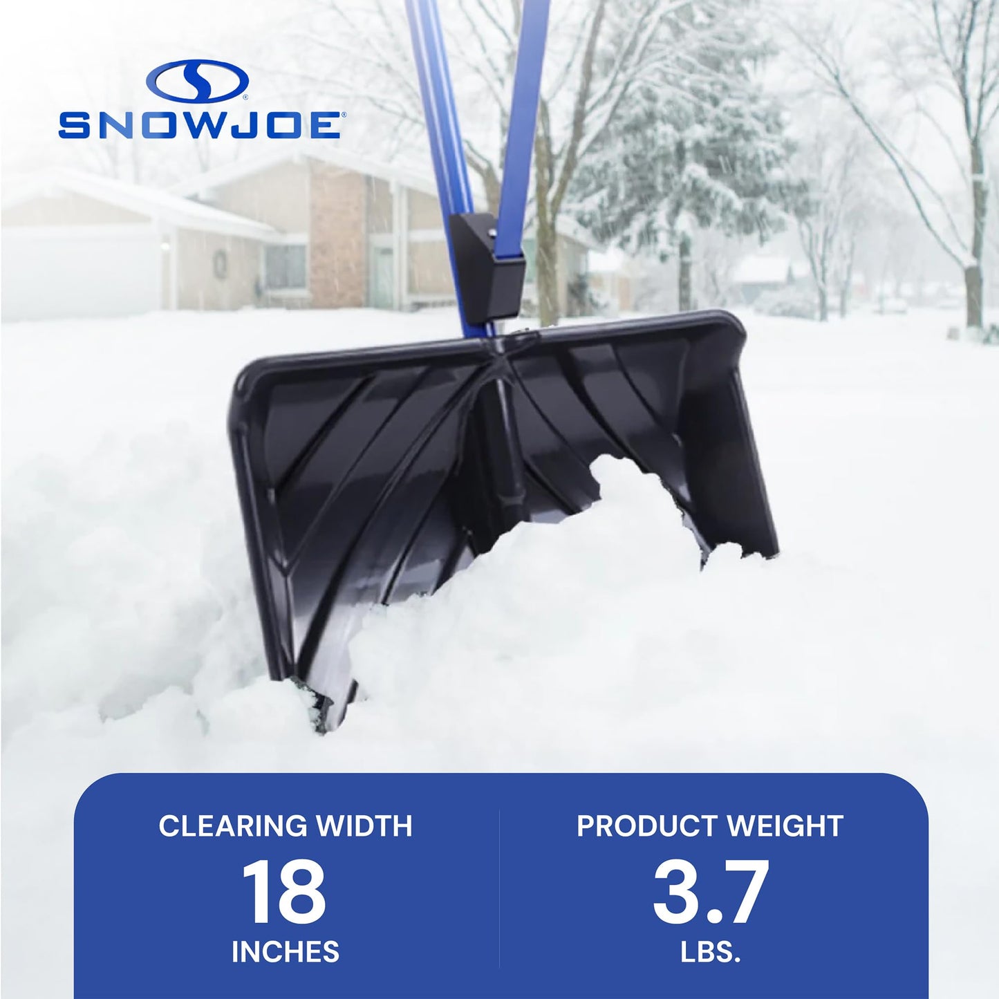 Snow Joe Snow Shovel with 18-Inch Blade and Assist Handle, 3.5 Lbs - Heavy-Duty Lightweight Shoveling Tool for Ice Removal, Shovelution SJ-SHLV01