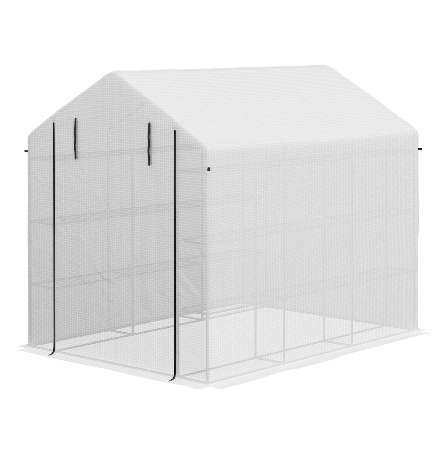 Walk-in Greenhouse Outdoor, 18 Shelves, PE Cover, 95.25x70.75x82.75in, White - Plant Growing Tent for Vegetables, Flowers, Tropical Plants
