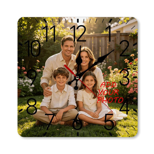 Custom Photo Wall Clock Personalized Picture Name Text Silent Non Ticking